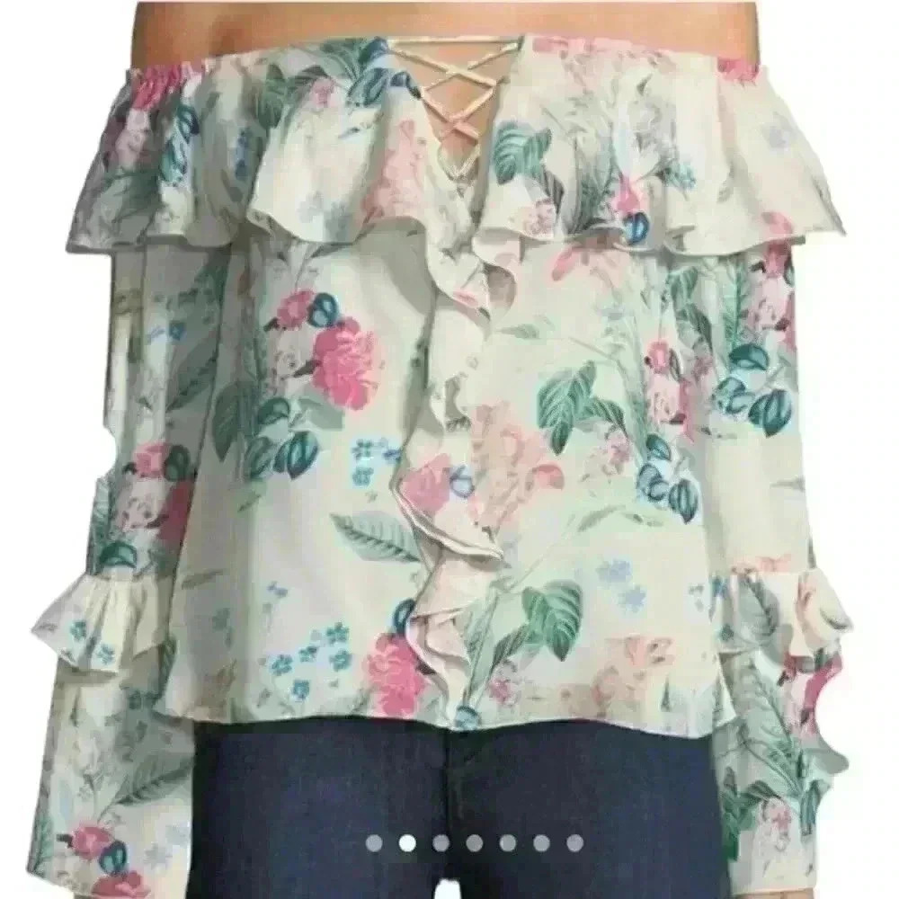 Parker Erin Floral Print Silk Blouse Size S